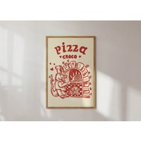 Poster Pizzabäcker Krokodil Pizza Italien von StudioDolci