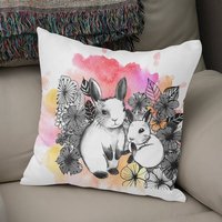 Hase Blume Kissen Mutter Tagesgeschenk Für Mama-Kissen-Geschenke Mädchen Tier Geschenk Beste Freundin Nette Einrichtung von StudioEmmaKaufmann
