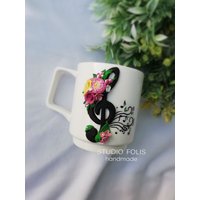 Musiklehrer-Tasse, Notizen-Tasse, Blumen-Tasse Lehrer, Individuelle Musiker-Geschenke Frau, Lehrer-Kaffeetasse Personalisiert, Beste Lehrer Der Welt von StudioFolisHandmade