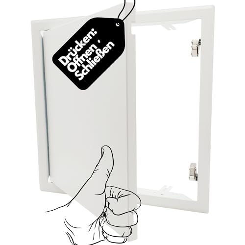 Revisionsklappe 40x40cm mit Schnappverschluss - Premium | 400x400mm Revisionstür weiß push to open | Revisionstür Stahl weiß pulverbeschichtet von StudioGreenGlobal