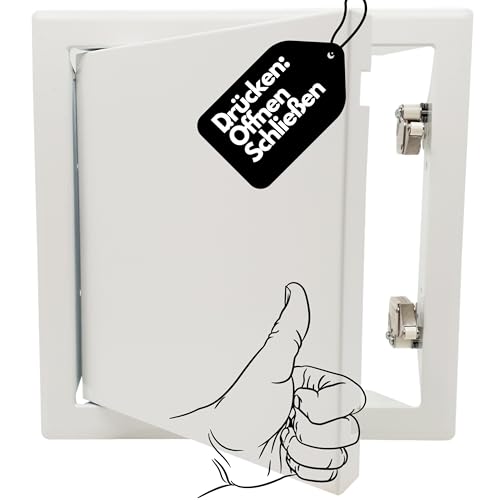 Revisionsklappe 20x20cm mit Schnappverschluss PREMIUM I Revisionstür 200x200mm push to open Stahl weiß beschichtet von StudioGreenGlobal