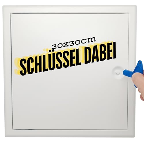 Revisionsklappe 30x30cm PREMIUM mit Vierkantverschluss - Stahlblech Weiß 4 Kantverschluss 300x300mm Revisionstür | Wartungsklappe | Serviceklappe | Badewanne Revisionstuer von StudioGreenGlobal