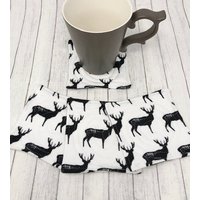 Reh Gesteppte Flanell Stoff Untersetzer/Jagdhütte Stil Becher Teppiche Set Von 4 Geschenke Für Jungs Mann Höhle Dekor von StudioGrey13