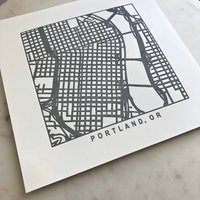 Portland, Oregon Oder Portland, Washington, Letterpress Map Prints von StudioKMO