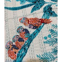 Aqua Wild Eule Quilt Queen Reine Baumwolle Kantha Decke Tagesdecke Bettüberwurf Bettbezug Boho von StudioNakro