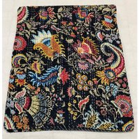 Black Bloom Quilt Queen Reine Baumwolle Kantha Überwurf Tagesdecke Bettüberwurf Boho von StudioNakro