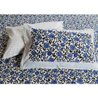 Blaue Florale Weinberg Handblock Print Queen Reine Baumwolle Bettlaken Bettbezug Boho Quilt Weiches von StudioNakro