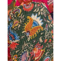 Elegante Grüne Wildblumen Quilt Königin Reine Baumwolle Kantha Decke Tagesdecke Bettdecke Boho von StudioNakro