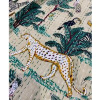 Gepard Wildtier Dschungel Druck Kantha Quilt Queen Reine Baumwolle Überwurf Decke Bettüberwurf Bettbezug Boho von StudioNakro