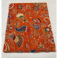 Hot Orange Wild Garden Floral Quilt Königin Reine Baumwolle Kantha Überwurf Tagesdecke Bettdecke Boho von StudioNakro