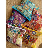 Khambariya Patchwork Hand Schwere Stickerei Reine Baumwolle Kissen Boho Sofa Handarbeit Raum Dekor Weihnachten Geschenk Wurf von StudioNakro