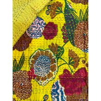 Limette Gelb Obst Blumen Kantha Quilt Königin Reine Baumwolle Decke Tagesdecke Bettüberwurf Boho von StudioNakro
