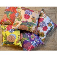 Mandala Floral Kantha Kissen Set Handgemachte Bestickte Mehrfarbige von StudioNakro