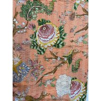 Pfirsich Floral Vineyard Print Kantha Quilt Queen Reine Baumwolle Decke Tagesdecke Bettüberwurf Boho von StudioNakro