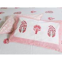 Rote Palme Floral Handblock Motivdruck Queen Pure Cotton Bettlaken Bettbezug Boho Quilt Soft Bedsheet von StudioNakro