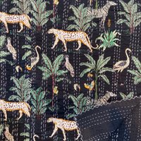 Schwarz Wild Dschungel Gepard Kantha Quilt Queen Reine Baumwolle Decke Tagesdecke Bettüberwurf Boho von StudioNakro