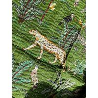 Waldgrün Dschungel Print Kantha Quilt Queen Reine Baumwolle Decke Tagesdecke Bettüberwurf Boho von StudioNakro