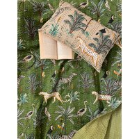Waldgrün Jungle Cheetah Kids Kantha Quilt Queen Reine Baumwolle Decke Tagesdecke Bettdecke Boho von StudioNakro