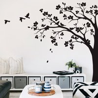 Großer Baum Wandtattoo Aufkleber Mit Blüten Ecke Wandkunst Dekoration Tattoo Wandbild Décor - 087 von StudioQuee