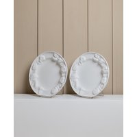 2 Vintage Ceramic Plates - White Glaze, Fruit Relief Mid Century Design Italy 1980S Decorative Bowls, Wedding Decoration, Gift von BuzziDining