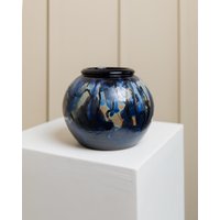 Danish Vintage Ceramic Vase - By Hildegon Als Blue Brown Glaze Mid Century Design From 1960S von BuzziDining