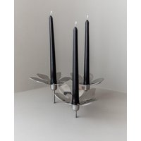 Vintage Candle Holder By Monica Mulder For Ikea - Flower Shape in Stainless Steel 3 Candles Sweden 90S, Elegant Table Decoration, Gift Vintage Candle Holder By Monica Mulder For Ikea - Flower Shape in Stainless Steel 3 Candles Sweden 90S, Elegant Table Decoration, Gift von StudioVilhelm