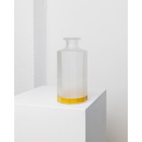 Vintage Glass Vase With Yellow Rim Bormioli 1980S - 12-Cornered Shape Mid Century Design Italy von BuzziDining