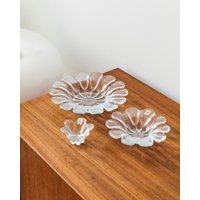 Vintage Set Of 3 Danish Holmegaard Flower Bowls No. 388, 1960S Crystal Glass For Mid Century Design von BuzziDining