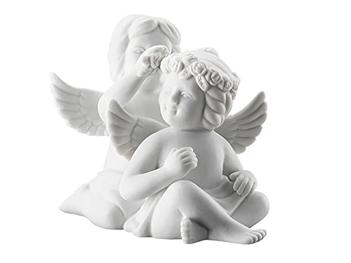 Engel klein Weiß matt Engelpaar mit Blumenkranz von Rosenthal