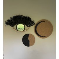Raffia Wanddekor, 3Er-Set Boho-Stil, Boho-Stil Wanddekoration, Dekor, Stroh Augen Böses Auge Dekor von Studiotesbags