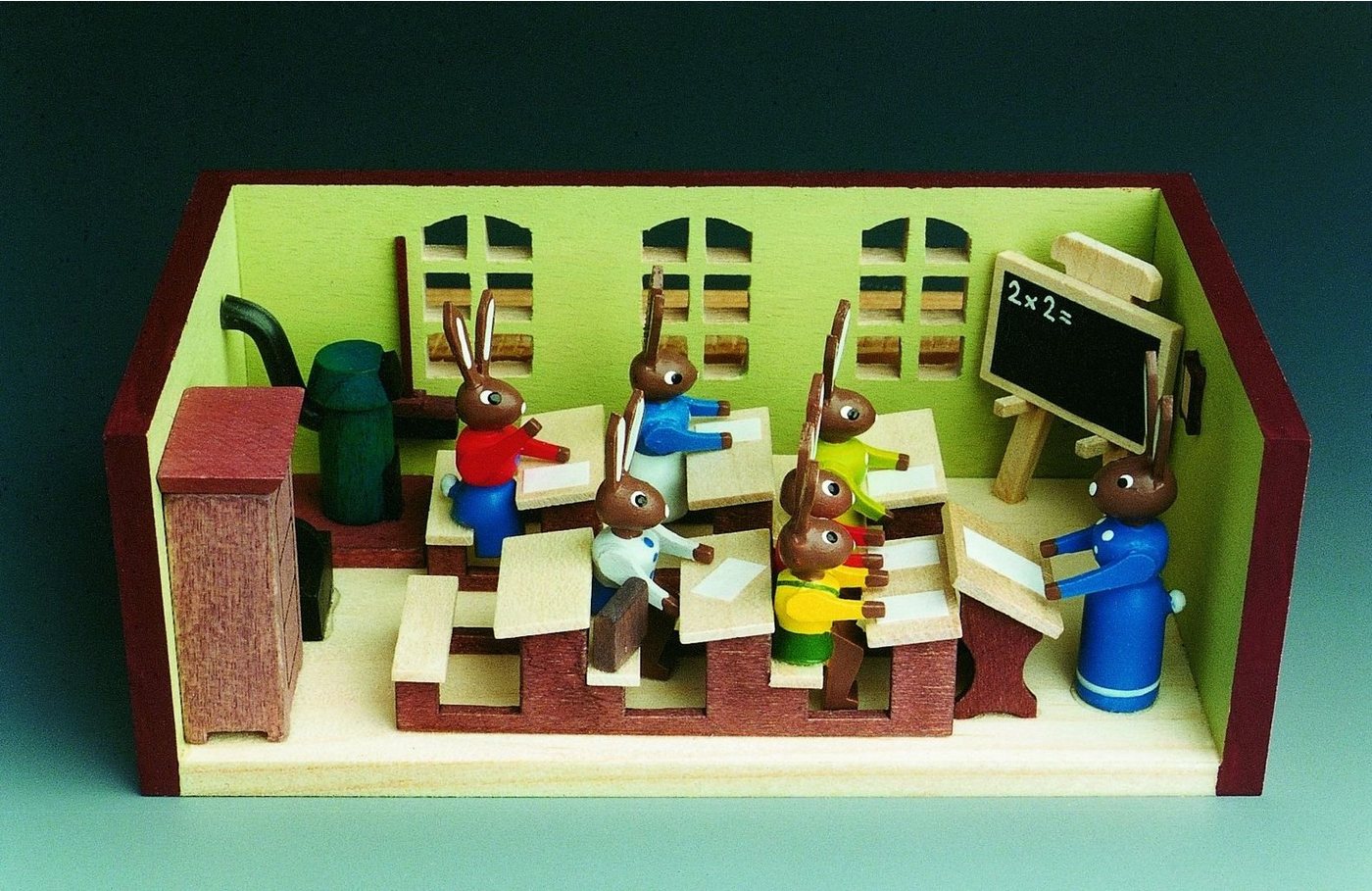 Stübelmacher Gunter Flath Weihnachtsfigur Miniaturstube Klassenzimmer mit Hasenlehrerin BxHxT 11x4x6 cm NEU von Stübelmacher Gunter Flath