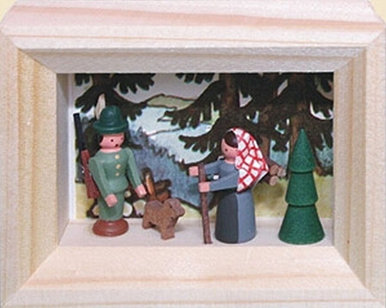 Stübelmacher Gunter Flath Weihnachtsfigur Weihnachtsdekoration Miniaturrahmen Förster und Buschweibl BxH 5,5x7 von Stübelmacher Gunter Flath