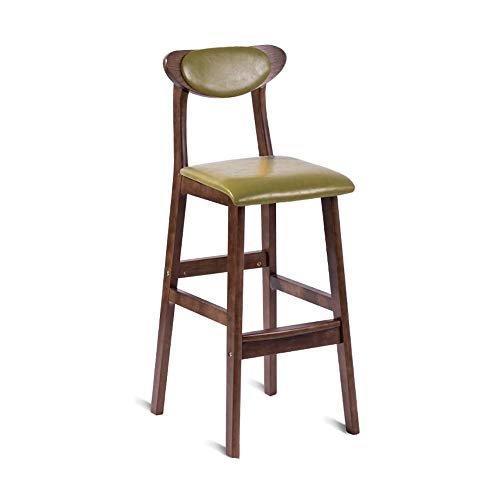 HAIYU- Barstuhl - Retro-Barhocker aus Holz Küchenhochstuhl mit PU-Sitz Und Rückenlehne Holzbeine in Braun für Café, Pub Und Heimgebrauch, 60/70/77 cm (Color : Green, Size : 60cm) von Stühle