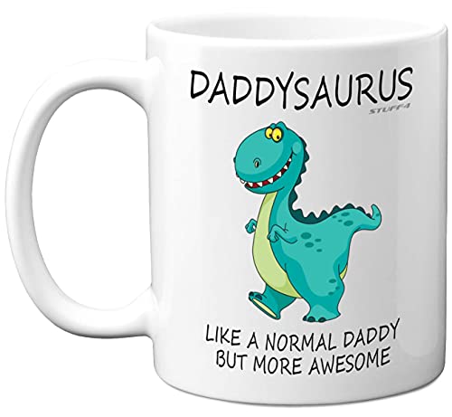 Daddysaurus – Vatertags-Tasse Geschenke Vatertag Geburtstag Weihnachten Dinosaurier Geschenke 313 ml Keramik spülmaschinenfest Kaffeetasse Väter Geschenke von Kindern niedliche Tassen lustige Tassen von Stuff4