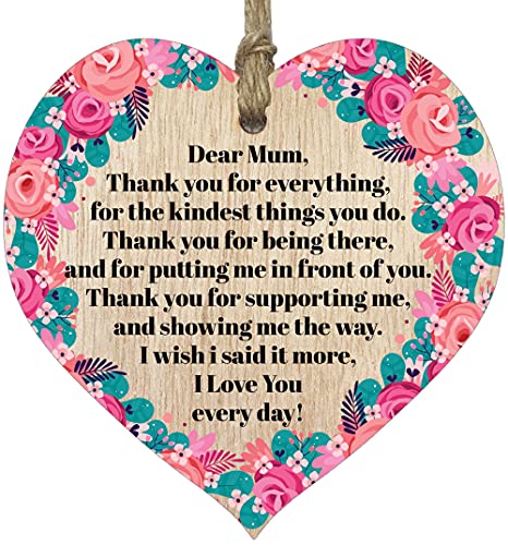 Holzschild zum Aufhängen, helles Holzschild, beste Mama-Geschenke, I Love You Mum", Holzschild, Aufschrift "Best Mum Ever in the World" zum Muttertag, Geburtstag – hergestellt in Großbritannien von von Stuff4