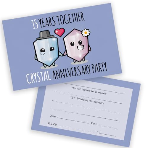Party-Einladungen zum 15. Jahrestag – 15 Jahre zusammen, 20 Stück – Hochzeitseinladungen für Freunde und Familie, A6, Partyeinladungen, Einladungskarten mit Klappumschlägen Party-Einladungen zum 15. Jahrestag – 15 Jahre zusammen, 20 Stück – Hochzeitseinladungen für Freunde und Familie, A6, Partyeinladungen, Einladungskarten mit Klappumschlägen von Stuff4