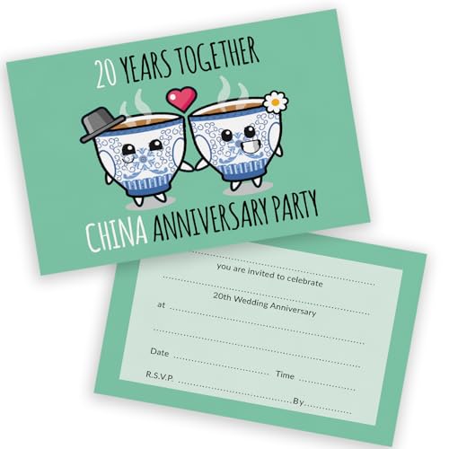 Party-Einladungen zum 20. Jahrestag – 20 Jahre zusammen, 20 Stück – Hochzeitseinladungen für Freunde und Familie, A6, Partyeinladungen, Einladungskarten mit Klappumschlägen Party-Einladungen zum 20. Jahrestag – 20 Jahre zusammen, 20 Stück – Hochzeitseinladungen für Freunde und Familie, A6, Partyeinladungen, Einladungskarten mit Klappumschlägen von Stuff4