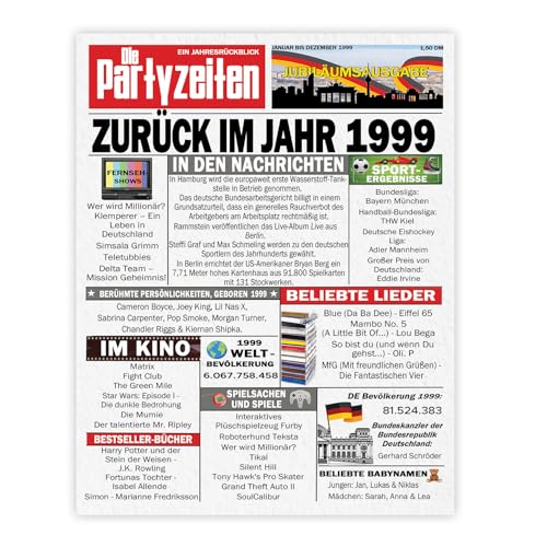 Stuff4 26. Vintage Bilder Poster Ungerahmt - Zurück im Jahr 1999 Zeitung - Wandbilder Wohnzimmer Schlafzimmer Vintage 26 Jahrgang Geboren, 20cm x 25cm Wand Deko Bild Kunstdrucke Wandposter Posters von Stuff4