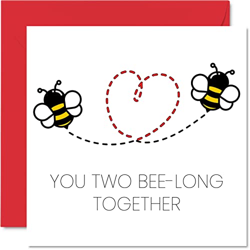 Stuff4 Hochzeitskarten für Braut und Bräutigam – Bee-Long Together – Happy Wedding Day Cards Congratulations, Congrats Well Done Just Married-Karte, 145 mm x 145 mm, Hochzeitsgrußkarten für Paare von Stuff4