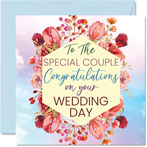 Stuff4 Hochzeitskarten für Braut und Bräutigam – Herzlichen Glückwunsch an das besondere Paar – Happy Wedding Day Karten, Glückwunschkarte Congrats Well Done Just Married, 145 mm x 145 mm von Stuff4