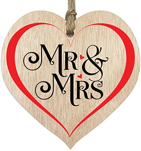 Stuff4 Mr & Mrs – Brautpaare Geschenke zum Aufhängen, Holz-Herzen, Schilder, Zubehör, Hochzeitsgeschenke, Braut- und Bräutigam-Geschenk, Hochzeitsgeschenk von Stuff4