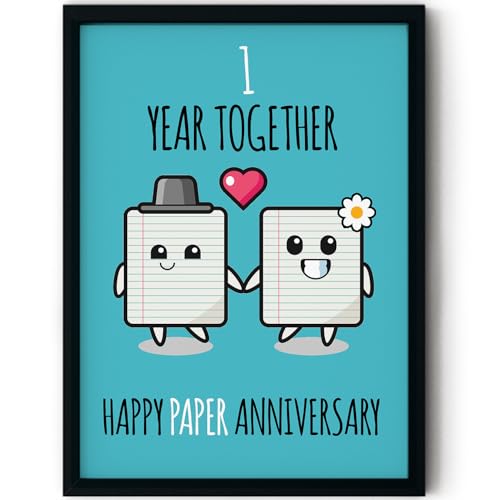 Stuff4 Poster zum 1. Hochzeitstag, gerahmt, Aufschrift "1 Year Together", niedliches Geschenk für Freund, Freundin, Begleiter, Ehefrau, Ehemann, 20,3 x 25,4 cm von Stuff4