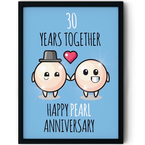 Stuff4 Poster zum 30. Hochzeitstag, gerahmt, Aufschrift "30 Years Together", niedliches Geschenk für Ehemann, Freund, Freundin, Begleiter, Ehefrau, 20,3 x 25,4 cm von Stuff4