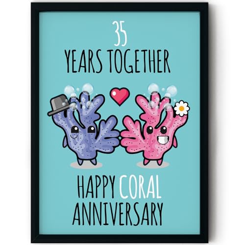 Stuff4 Poster zum 35. Hochzeitstag, gerahmt, Aufschrift "35 Years Together", niedliches Geschenk für Ehefrau, Ehemann, Freund, Freundin, Begleiter, Partner, 20,3 x 25,4 cm von Stuff4