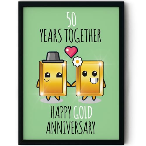 Stuff4 Poster zum 50. Hochzeitstag, gerahmt, 50 Jahre zusammen, niedliches Geschenk für Ehemann, Ehefrau, Partner-Begleiter, 20,3 x 25,4 cm von Stuff4