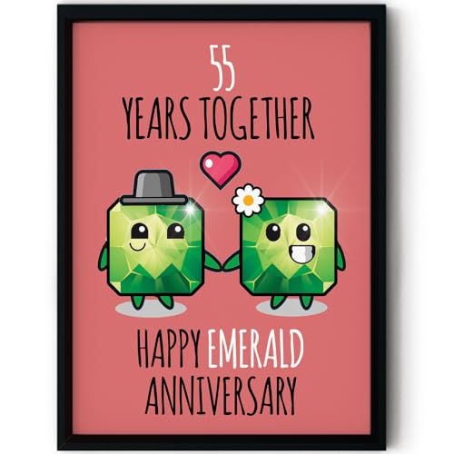 Stuff4 Poster zum 55. Hochzeitstag, gerahmt, 55 Years Together, Happy 55th Wedding Anniversary, niedliche Geschenke für Ehefrau, Partner, Begleiter, Ehemann, 20,3 x 25,4 cm Jubiläumsposter von Stuff4