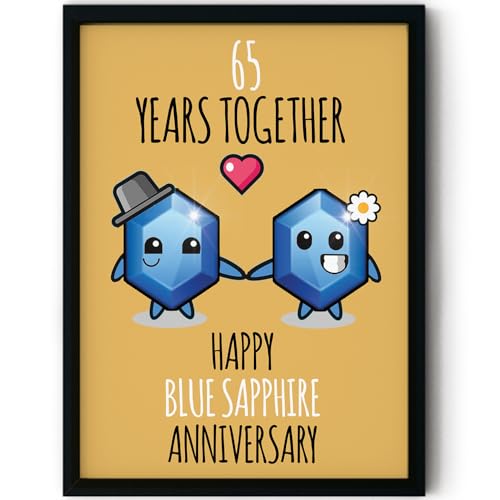 Stuff4 Poster zum 65. Hochzeitstag, gerahmt, Aufschrift "65 Years Together", niedliche Geschenke für Begleiter, Ehemann, Ehefrau, Partner, 20,3 x 25,4 cm von Stuff4