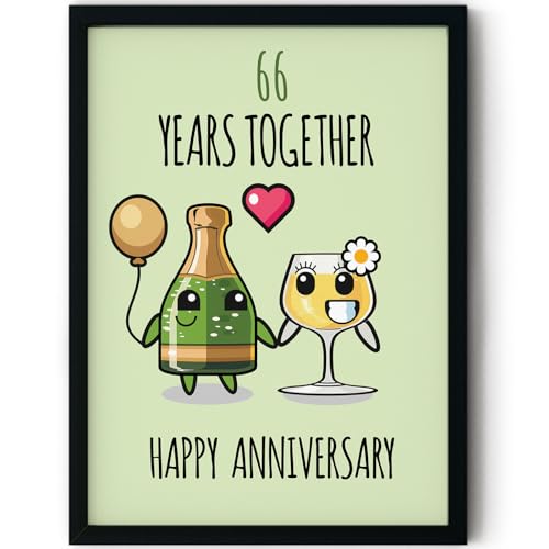 Stuff4 Poster zum 66. Hochzeitstag, gerahmt, Aufschrift "66 Years Together", niedliche Geschenke für Ehemann, Ehefrau, Partner-Begleiter, 20,3 x 25,4 cm von Stuff4