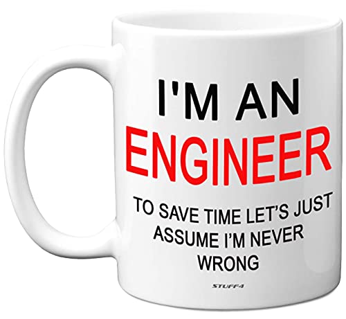 Stuff4 Tasse mit Aufschrift I'm an Engineer, 325 ml, Keramik, spülmaschinenfest, hochwertig, Computer-Geschenke, Ingenieur-Geschenke, Geek-Geschenke für Männer, Wissenschafts-Tasse von Stuff4