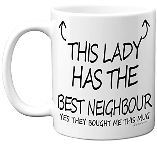 Stuff4 Tasse mit der Aufschrift Best Neighbour, 325 ml, Keramik, spülmaschinenfest, Premium-Tassen, Einweihungsgeschenk, Einweihungsgeschenk, Einweihungsgeschenk, Geschenkideen, Umzugshaus-Geschenke von Stuff4